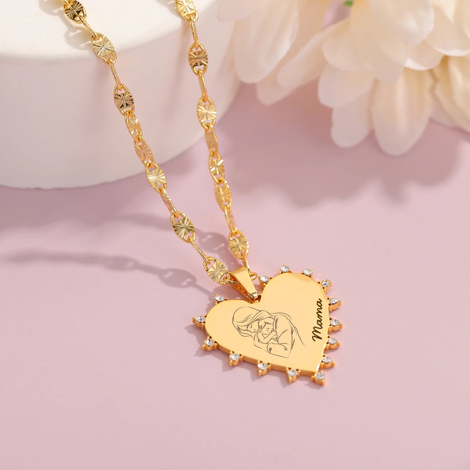 Mother Baby Hug Necklace