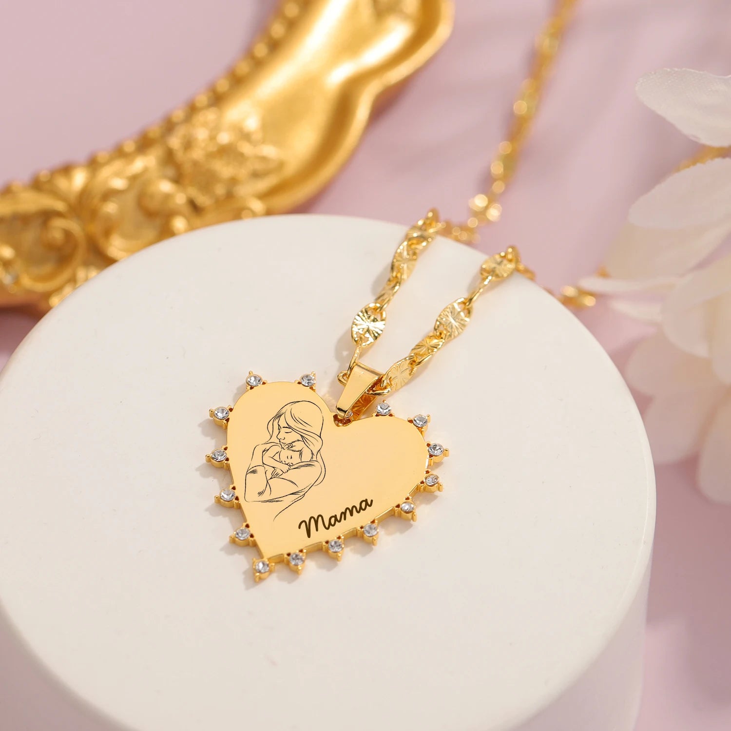 Mother Baby Hug Necklace